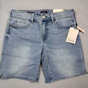 NYDJ Ella Shorts Women 10P Light Blue‎ Denim Poetry Straight Leg Stretch Lift